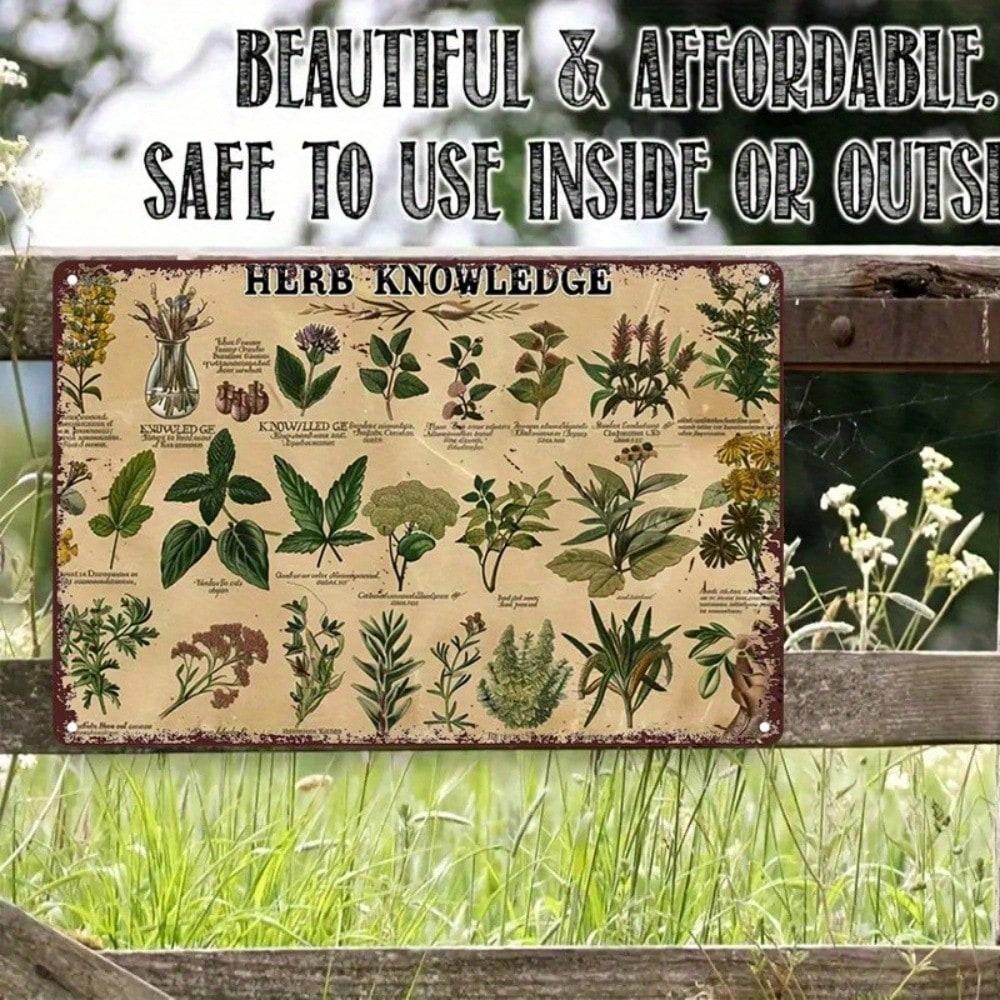 

Vintage Metal Tin Sign Herbal Chart Poster Retro Kitchen Wall Decor 20x30