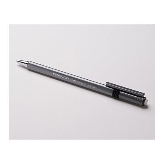 Staedtler Triplus Mikromechanischer Bleistift, 0,5 mm, Ergonomischer Dreikantkörper, Ausziehbarer Radierer, Taschenfreundlich, Metallgriff, Langlebiger Kunststoffkörper
