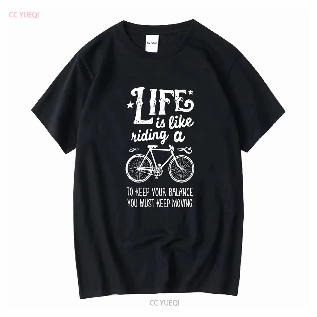 ŽIVOT JE JAKO JÍZDA NA KOLE Tričko s dlouhým nebo krátkým rukávem Vintage Vyprané Stylové Pružné Univerzální Pohodlné Unisex Měkké