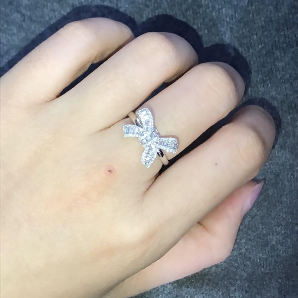 Bow Tie Square Zirconia Ring Elegant Luxury Simulated Diamond Wedding Ring for Women