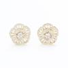 New delicate diamond-encrusted trapezoidal zircon rose earrings gold-plated two-tone earless ear clip floral earrings for women