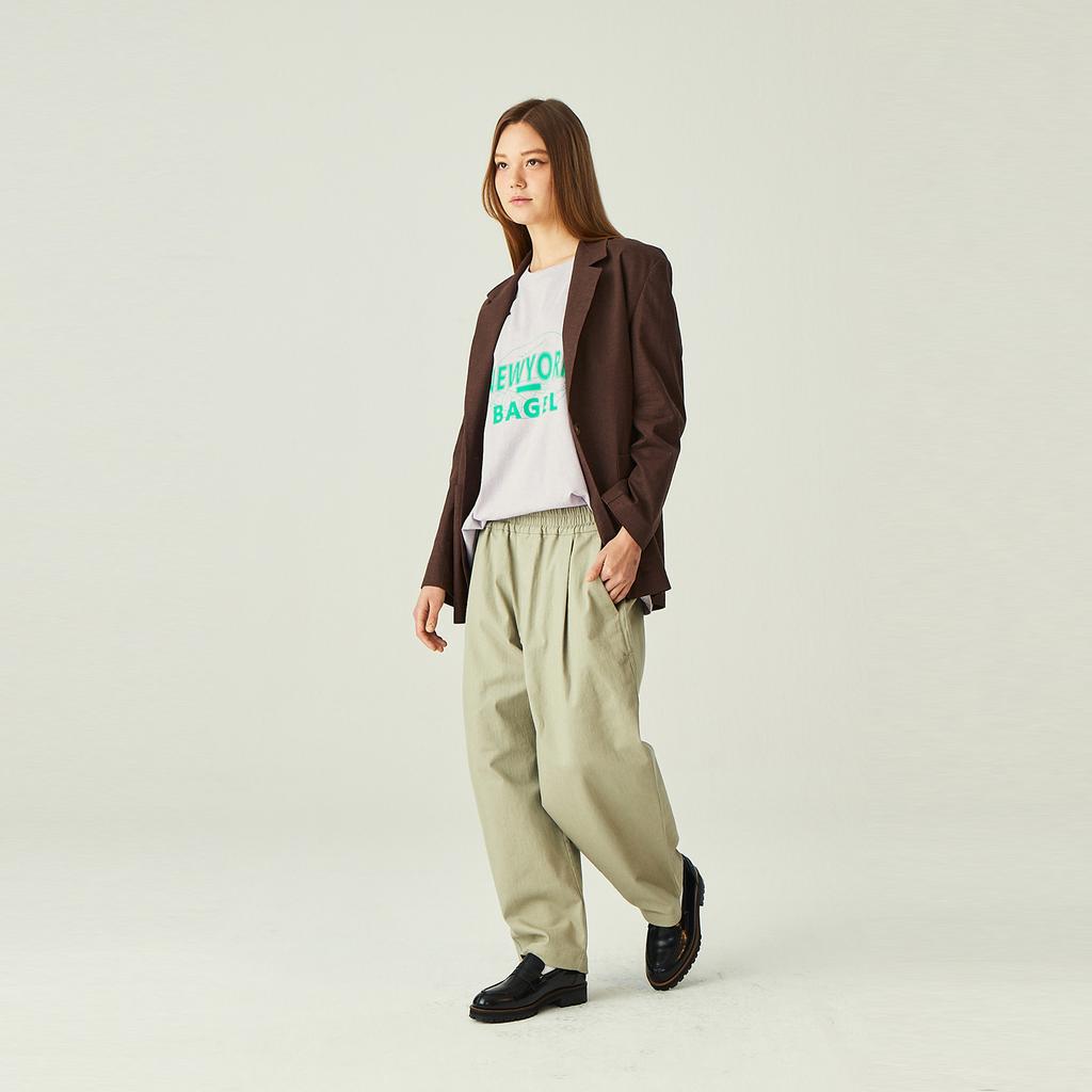 SPNK One-Pleat Wide Cotton Pants_Elkhaki