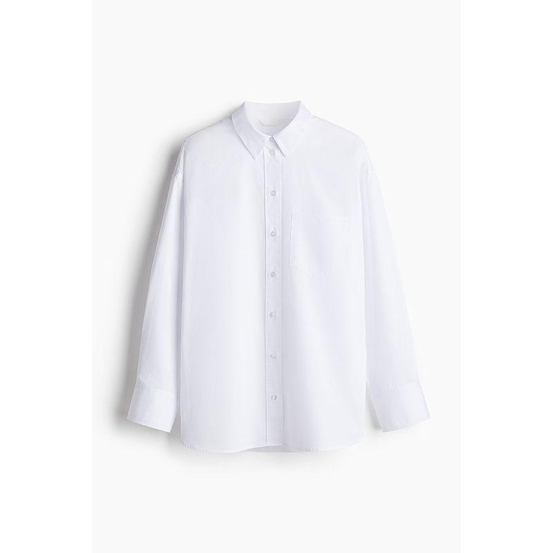 

HM Women s Shirt 2025 Autumn New Arrival French Air Conditioning Shirt Long Sleeves Plaid Loose Stripes Shirt 1258828 White 155/80