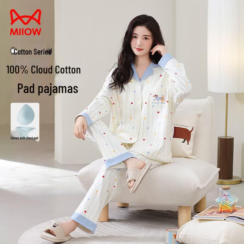 MIIOW Women's Cotton Cardigan Pajama Set