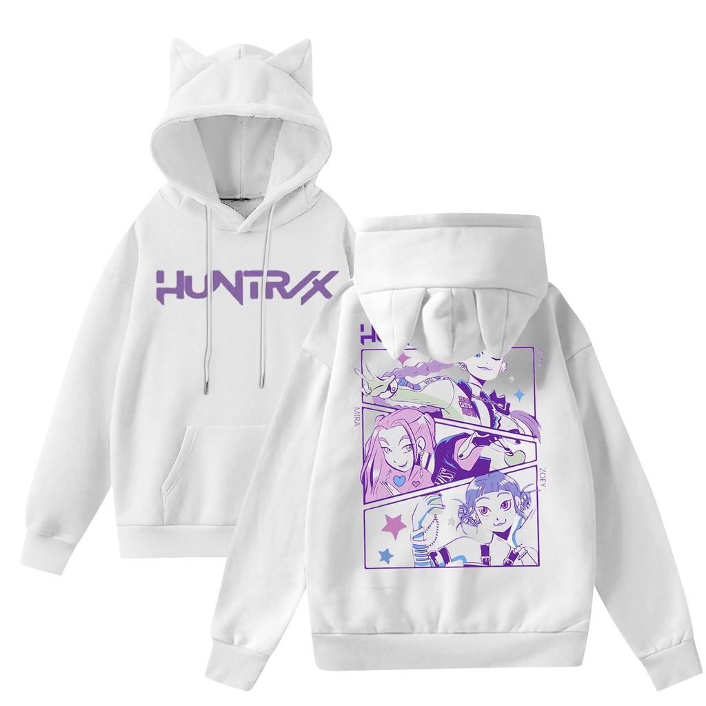 Ladies Fashion Casual Long Sleeve Printed Round Neck Hoodie Pullover Top With  Pockets