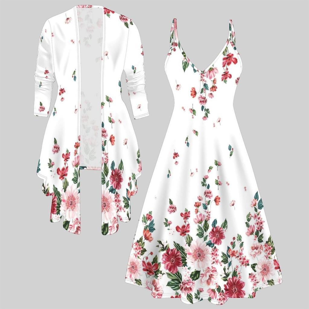 3D  Printed  Set Dress Coat ,  Double Color Combination with Simple Design  Fashion Print,suitable for Various Scene Fashion Styles