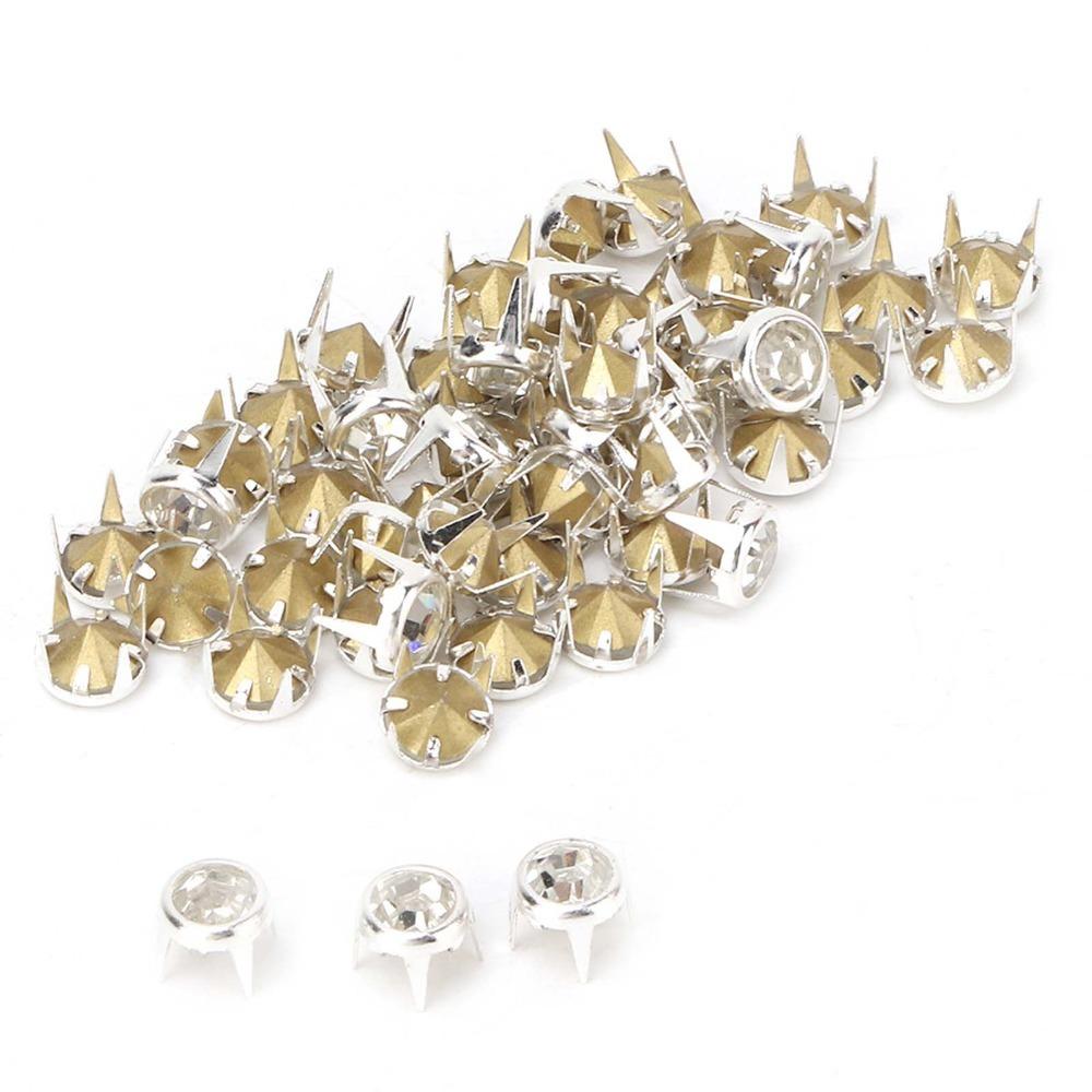 100pcs Pointed Bottom Decorative Rivets Studs Rhinestone Stud Refills For DIY Repair