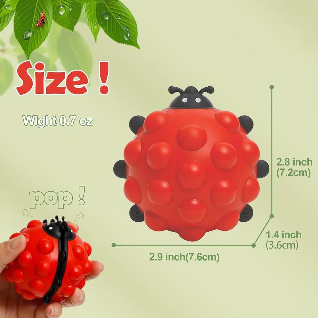 3D Ladybug Pop Fidget Toy, Squishies Sensory Bubble Popper Push Squeeze Balls Stress Relief Early Education Toys Gift Christmas