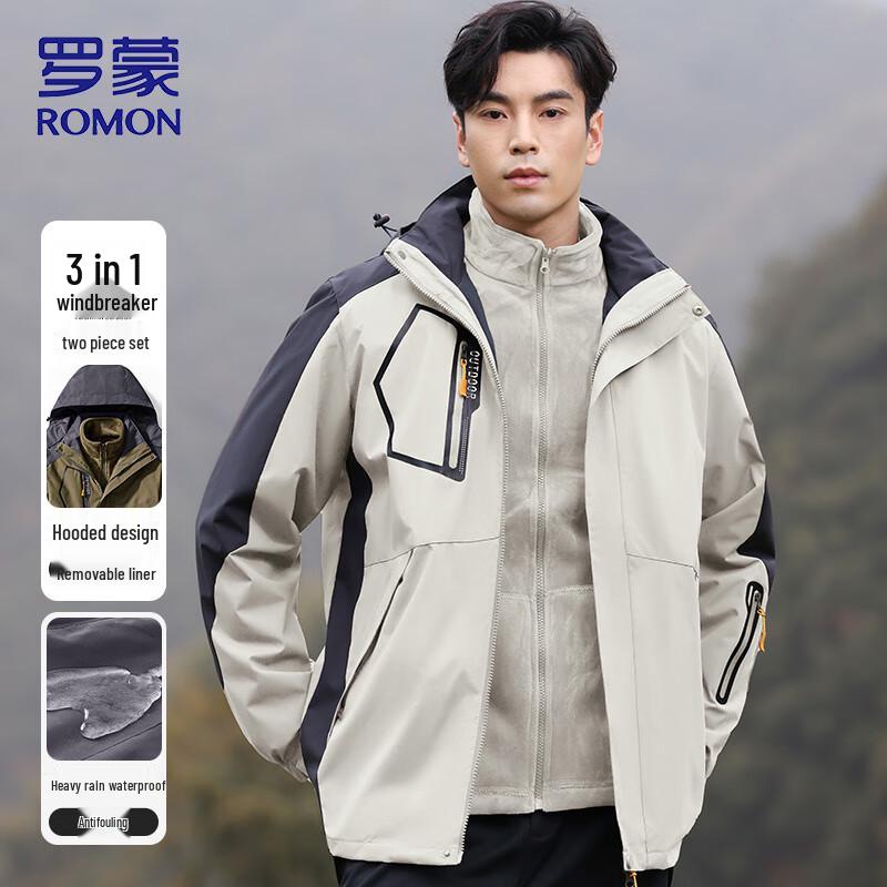 Romon Men s 3-in-1 Outdoor Windbreaker Jacket 5XL