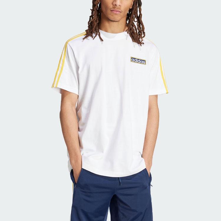 Adidas Originals Adicolor Adibreak Pruhované Patchworkové Volné Sportovní Tričko Pánské Topy Žlutá Bílá IU2360