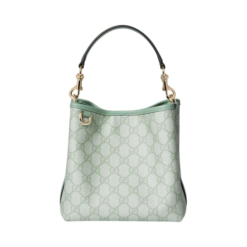 Gucci GG Emblem Monogram Magnetic Closure GG Letter Coated Fabric Bucket Bag Mini Women Handbags Sage-Green 815118-FAD6L-8458
