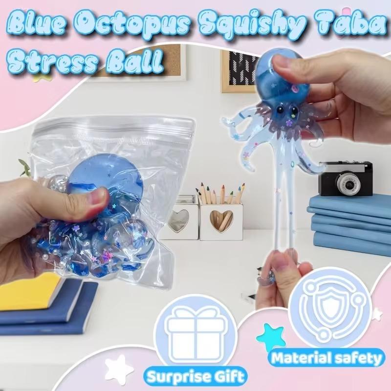 Stress Relief Toy Glitter Octopus Taba Squishy Sugar Stress Ball Cute Animals Squeeze Fidget Toy Squishy Ocean Sensory Decompression Gift