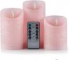 Set of 3 Flickering Flameless Pink LED Candle Battery Operated W/timer Remote Control Velas Artificiales Para Decor Paraffin Wax