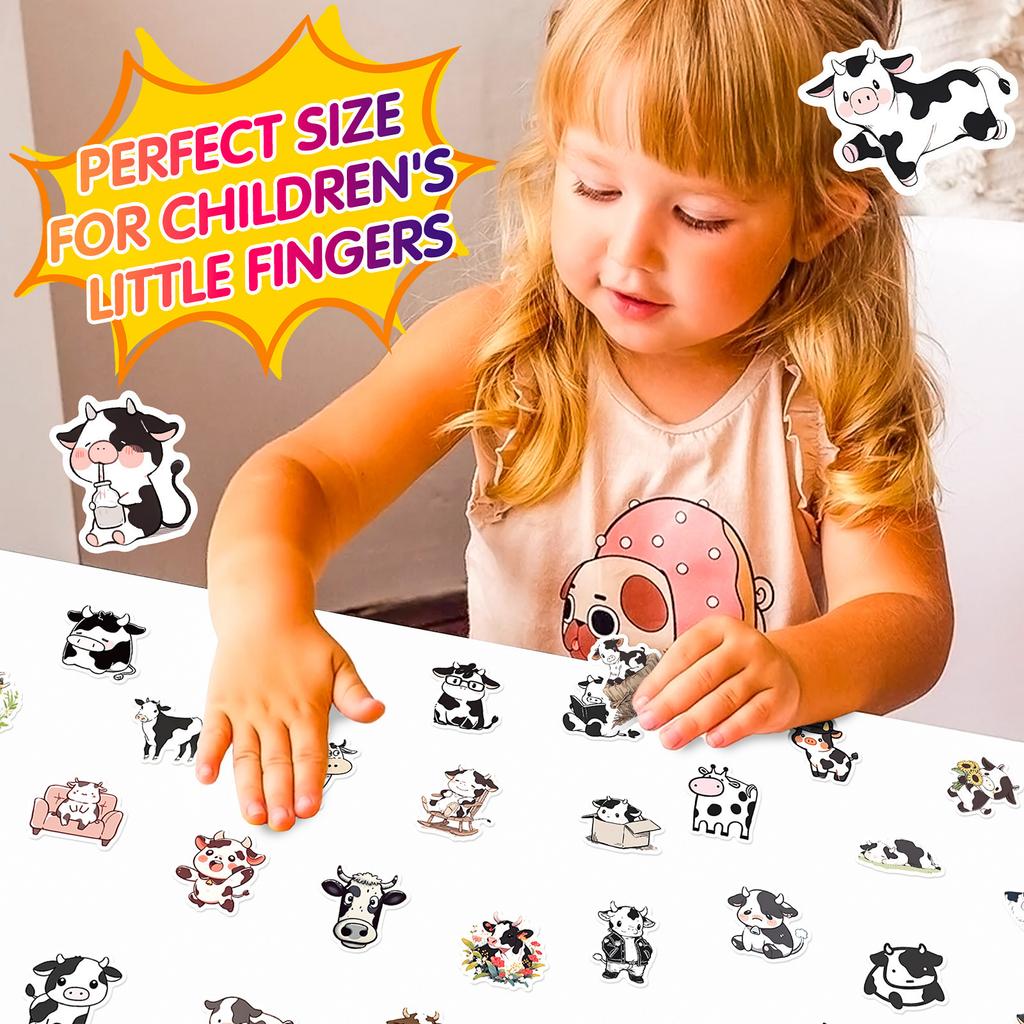 50 Cute Black and White Cow Stickers Cartoon Ins Style Creative Personality Expression Stickers Children's Stationery Stickers DIY