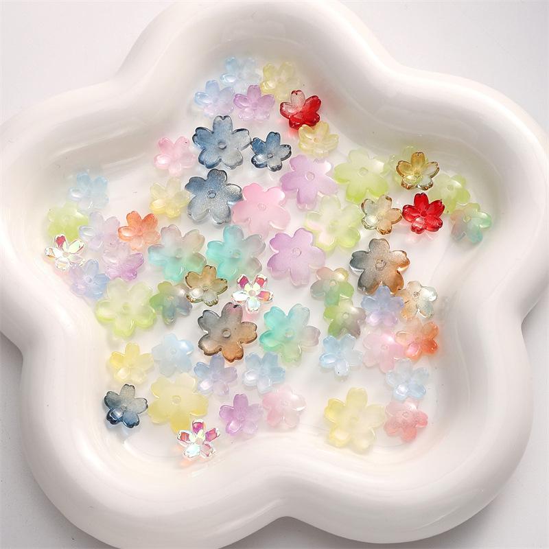 Glass Gradient Cherry Blossom Three-dimensional Accessories Beading Accessories Handmade Diy Bracelet Spacer Beads Accessories Strings Loose Beads