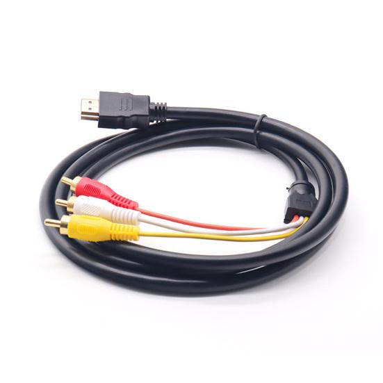 1.5m Ses Video Kablosu Kayıpsız Altın Kaplama Fiş HDMI Uyumlu Erkek - 3 RCA Erkek TV Kutusu AV Kablosu Ofis Aksesuarları