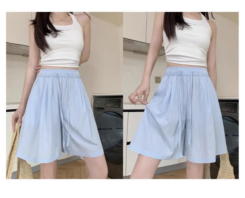 Women's Wide-Leg Summer Pants: Elastic Waist, Breathable, Loose for Casual Wear or Home, Thin Base Layer Shorts.