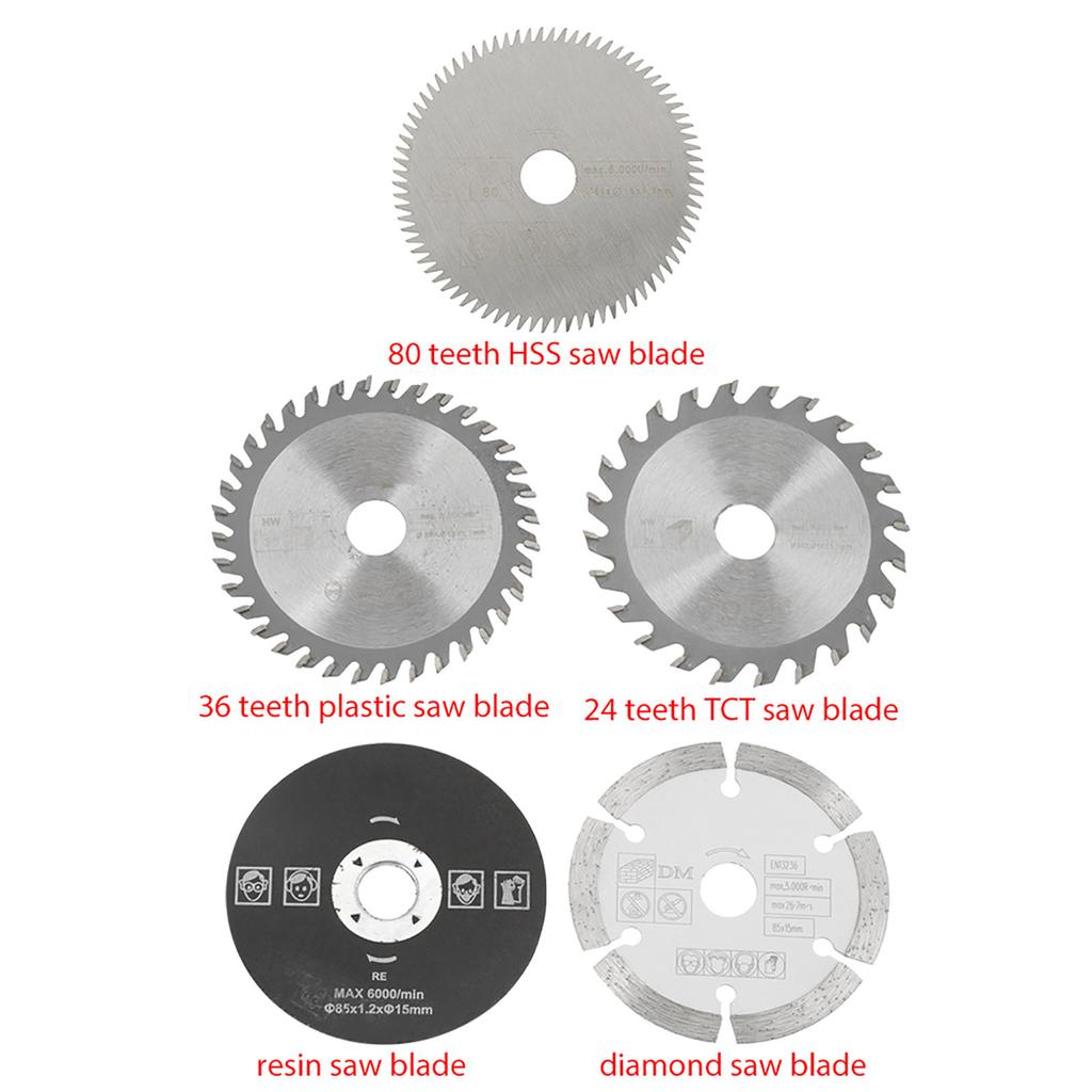 5Pcs Saw Cutting Blade Disc Outer Diameter 85mm Inner Diameter 15mm Mini Carbide Circular Saw Blade for Cutting Tool