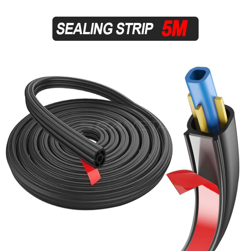 SEAMETAL 5M Car Door Seal Strips Sticker Double Layer Weatherstrip Rubber Seals Sound Insulation for Car Door Trunk Engine Cover