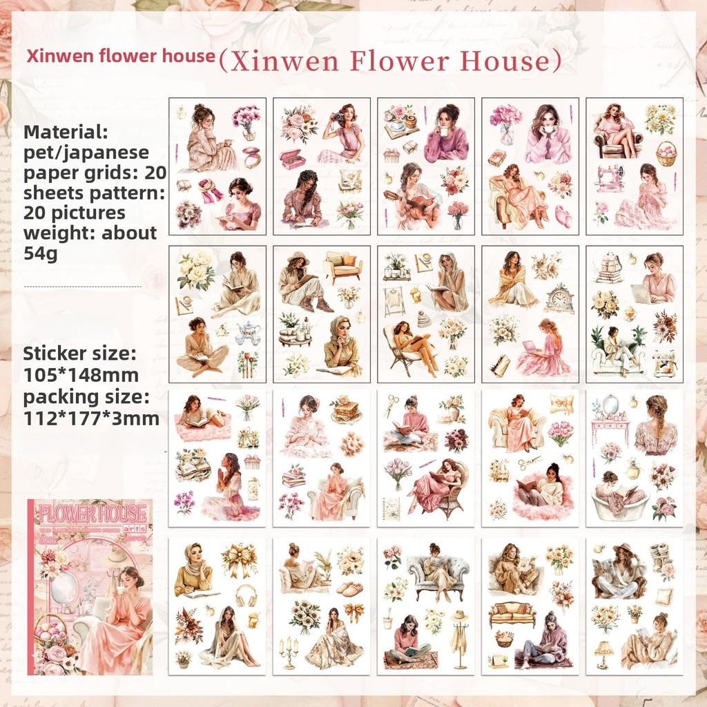 20sheets Scrapbook Stickers Vintage Style Cute Girl Scrapbooking Junk Journal Crafts Embelishment Decoration Sticker