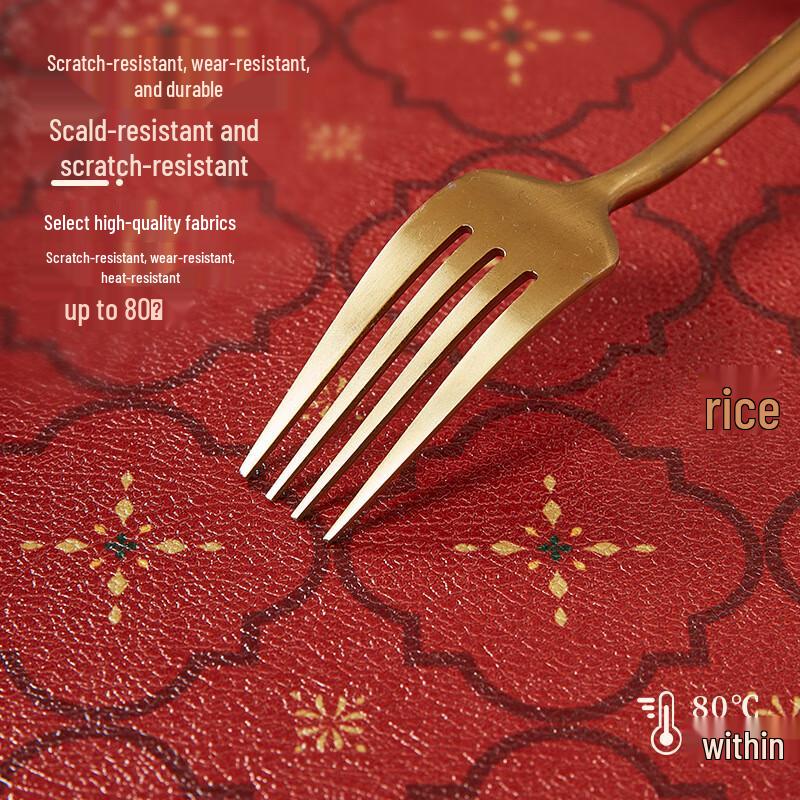 Festive Red Waterproof Tablecloth