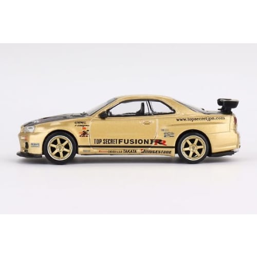 MINI GT 1/64 Scale Nissan Skyline GT-R R34 Top Secret Gold Right-Hand Drive Japan Exclusive Finished Product