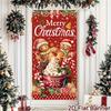 Christmas Door Cover, Red Pattern, Christmas-themed Background Decoration, Suitable For Winter Party Supplies.