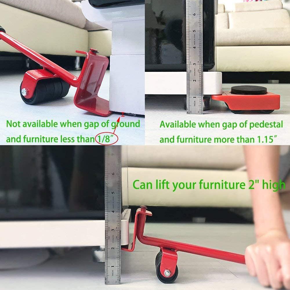 New Heavy Duty Furniture Lifter Transport Tool Furniture Mover Set 4 Move Roller 1 Wheel Bar for Lifting Moving Furniture Helper