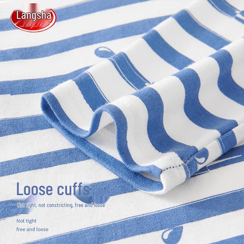 Langsha Boys' Pure Cotton Round Neck Pajama Set