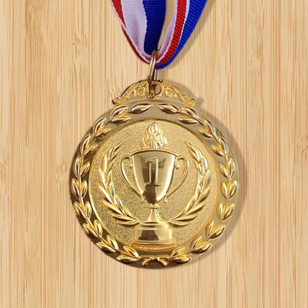 10pcs Award Medals Gold Silver Bronze Medal 2inches Metal Winner Trophy Awards with Neck Ribbons for Sports Competitions Party