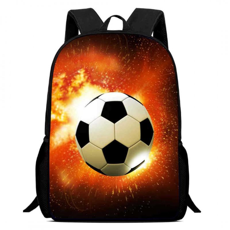 Kids Soccer Backpack Elementary School Students Large Capacity Lightweight Anti-Shock Ergonomic Design With Cartoon Print