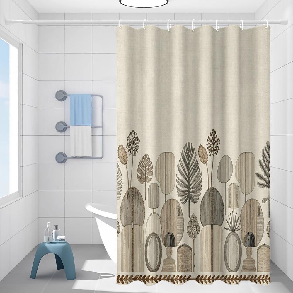 1pc of Nordic Style Plant Minimalist Natural Printed Shower Curtain for Bathroom Home Decor, Includes Plastic Hooks, Suitable fo