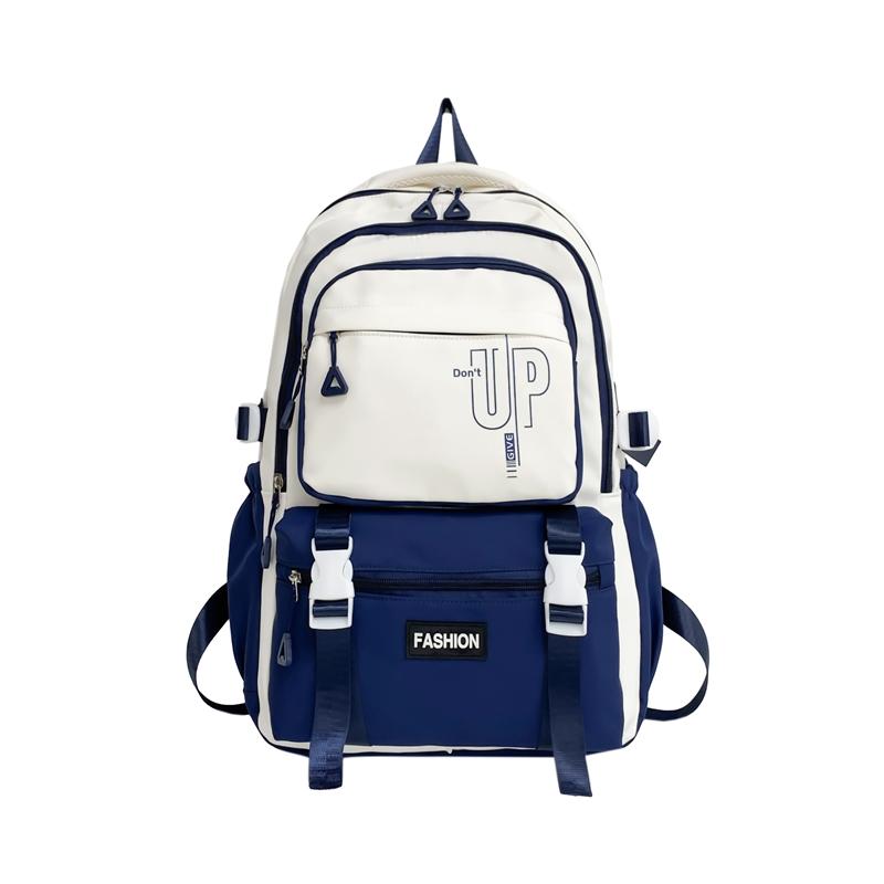 

Рюкзак блочного кольору Шкільний рюкзак для студенток Чоловічий рюкзак у студентському стилі синій