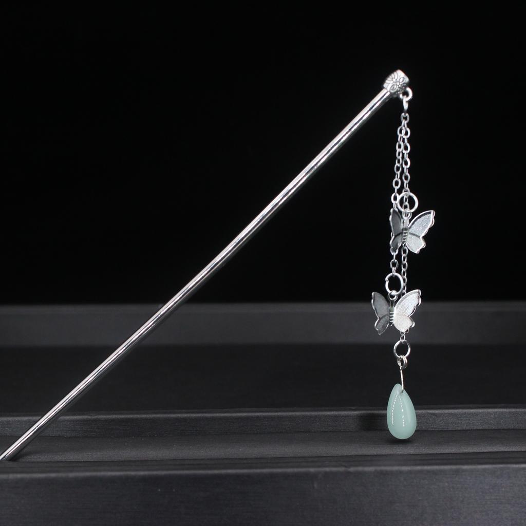 Fashion Metal Chinese Hair Stick For Women Silver Gold Color Butterfly Crystal Hairpin Female Hair Jewelry Accessories Gift