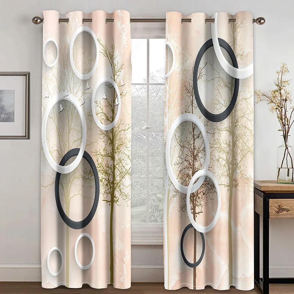 Free Shiping Simple Ring Shape Modern 2Pieces Shading Window Curtain for Living Room Bedroom Home Decor Drapes