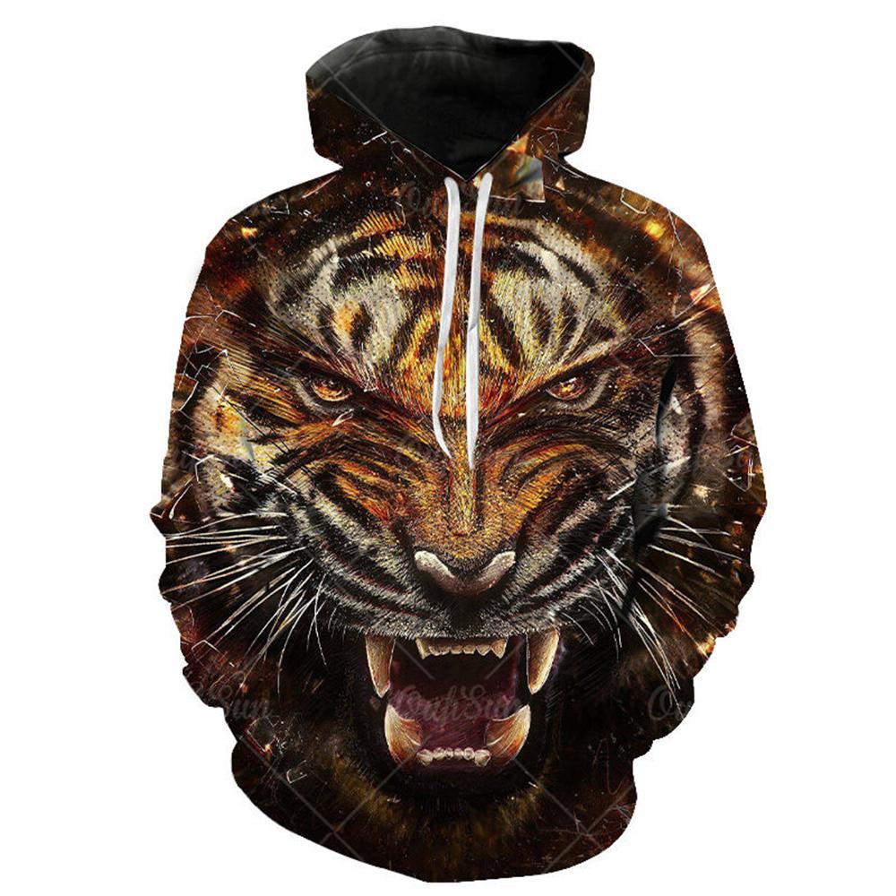 Spring Autumn Men'S Hoodie 3d Tiger Printed Loose Designer Sweatshirts Long Sleeves Pullover  Harajuku Y2k Clothing
