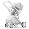 Children's Lightweight 2-Way High Landscape Stroller - Convertible Sit & Lie Down Pushchair