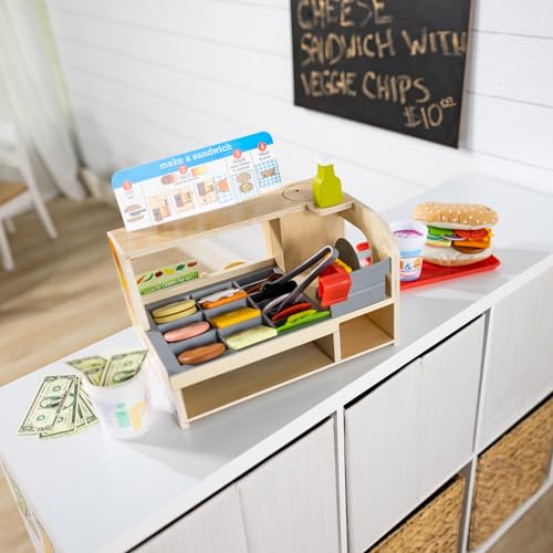 Melissa & Doug Wooden Sandwich Counter Pretend Play Toy, Wooden Toy, Shop, Melissa & Doug