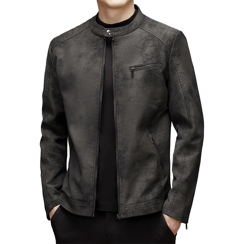 Winter Men's Leather Jacket Stand Up Collar Windproof Leather Jacket Men High Quality Velvet warm Motorcycle Leather Jacket men