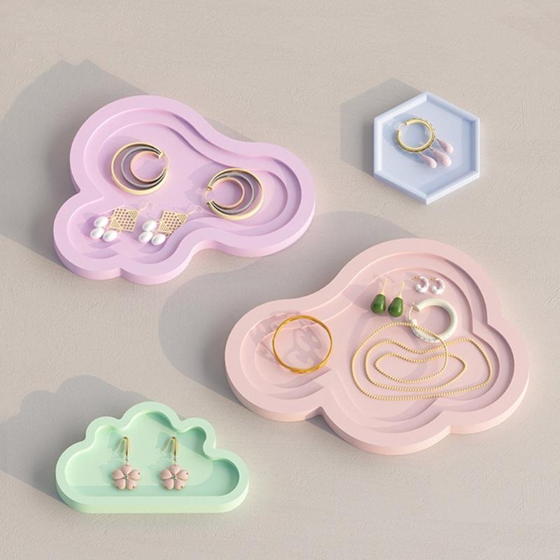 Storage Tray Plaster Silicone Mold DIY Jewelry Display Plate Epoxy Resin Mould Irregular Cloud Shape Cement Dish Making