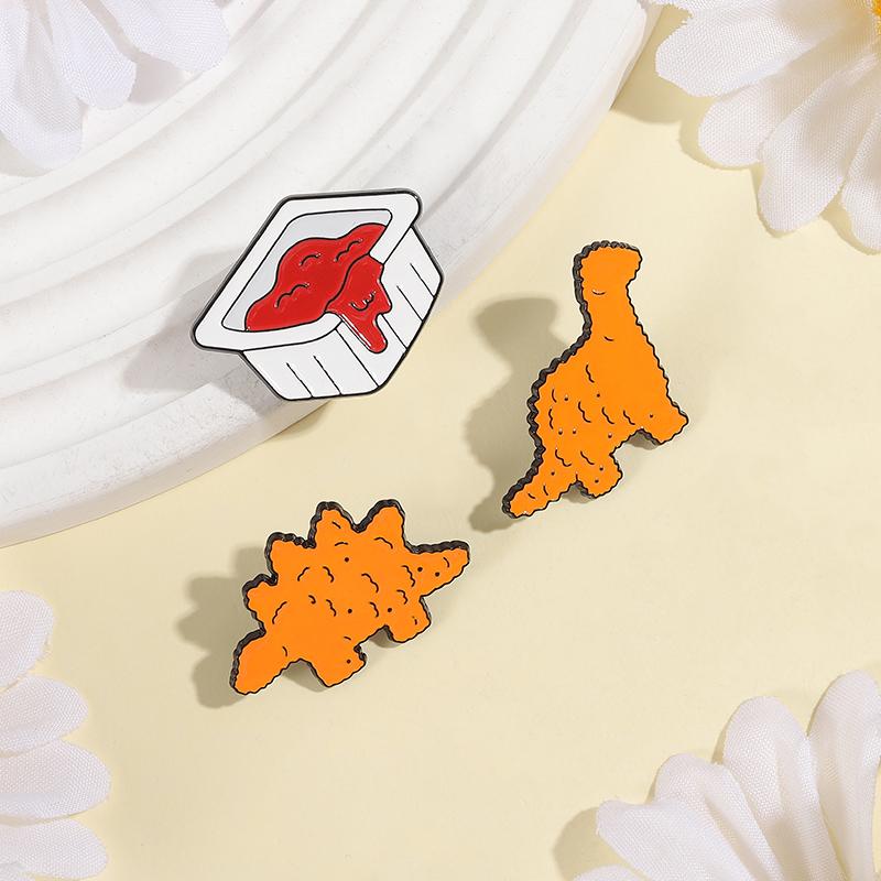 Cute Nugget Dinosaur Enamel Pins Custom Dinosaur Cookies Brooches Lapel Badges Clothes Animal Jewelry Gift for Kids Friends