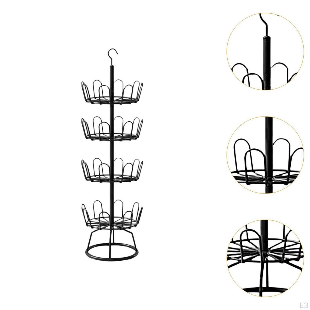 Árvore de Sapatos Giratória de 4 Níveis Rack Giratório Cabide Resistente que Economiza Espaço para
