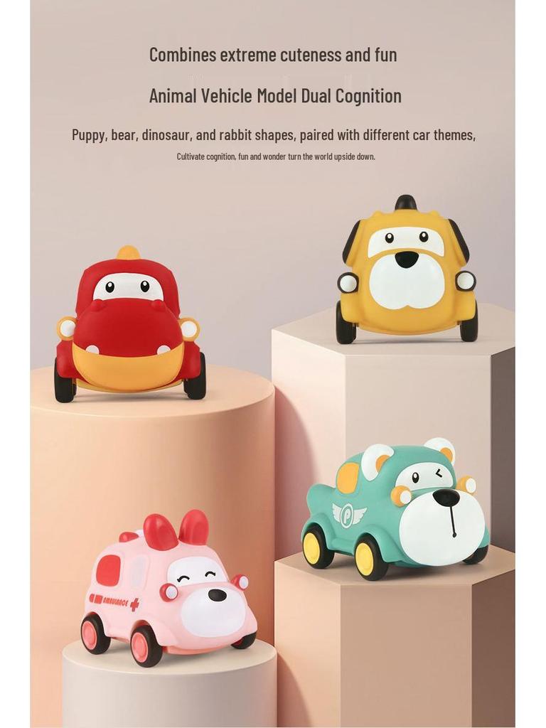 Children's Inertia Toy: Soft Rubber Dinosaur Car - Chewable, Fall-Resistant, Vinyl Animal Design