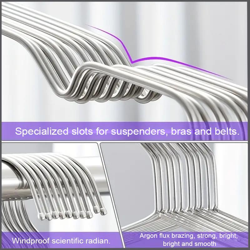 10/20/30pcs Metal Clothes Hangers With Shoulder Grooves, Non-slip Clothes Drying Rack, Heavy Duty Coat Hangers For Closet,