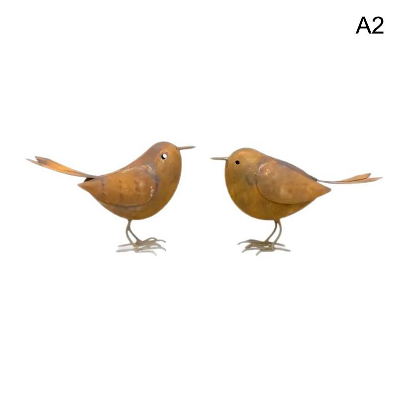 Rustic Iron Art Birds Statue Metal Bird Ornament Outdoor Garden Courtyard Sculpture for Yard Patio Lawn Decor