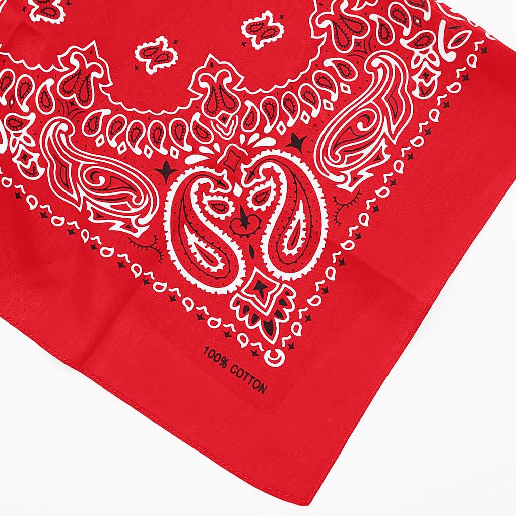 Trifong Bandana Red Paisley Men's Handkerchief 100% Cotton Adult Bandana Cashew Pattern Stylish 55cm x 55cm Red