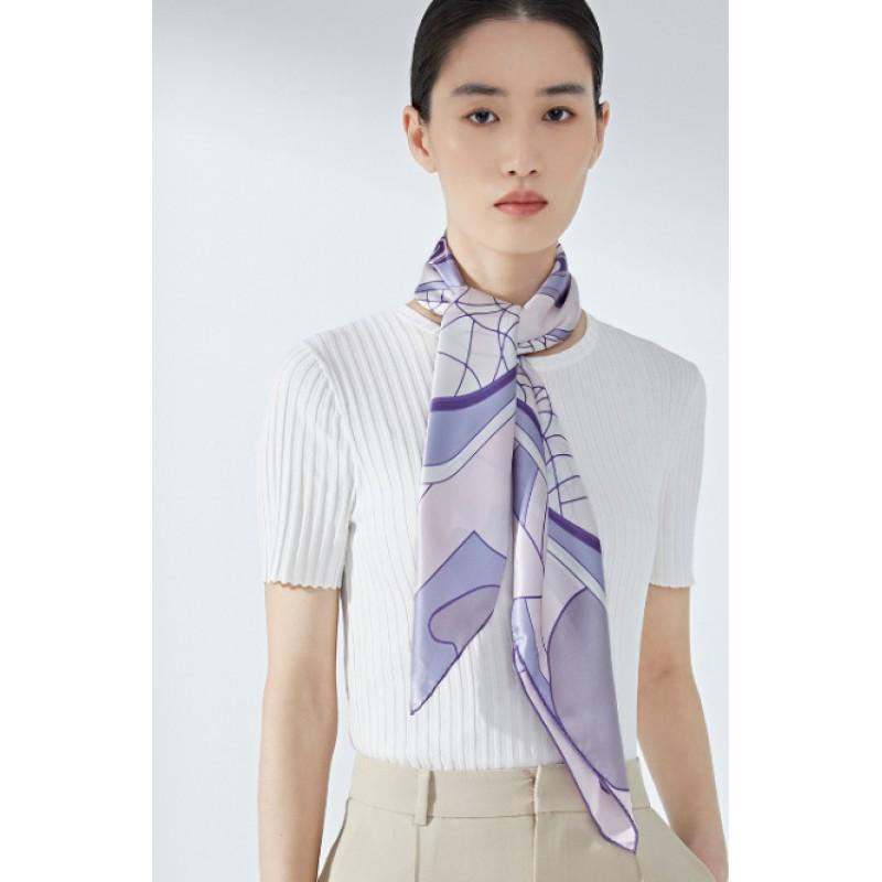 100% Mulberry Silk Square Scarf Double-sided Print Light Luxury Shawl Women Mom Fashion Accessory