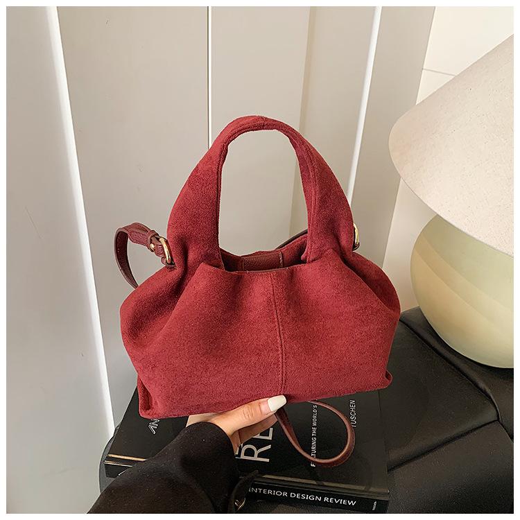 Vintage Faux Suede Women Handbag New Brand Trendy Lady Shoulder Bags Small Luxury Crossbody Bags Bolsas Casual Totes