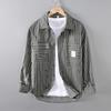 Men's Cotton Blend Casual Loose Striped Long Sleeve Shirt Button Down Streetwear Top Cardigan