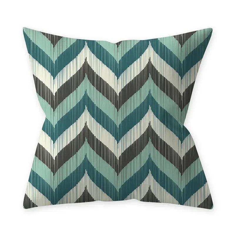 Teal Blue Cushion Cover Decorative Sofa Cushions Polyester Geometric Pillow Covers 45x45 Throw Pillows Single Side Pillowcases